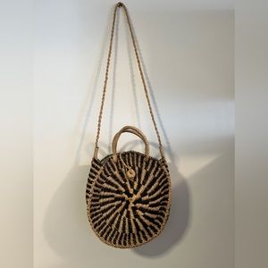 Abaca woven black and brown crossbody/shoulder/handbag